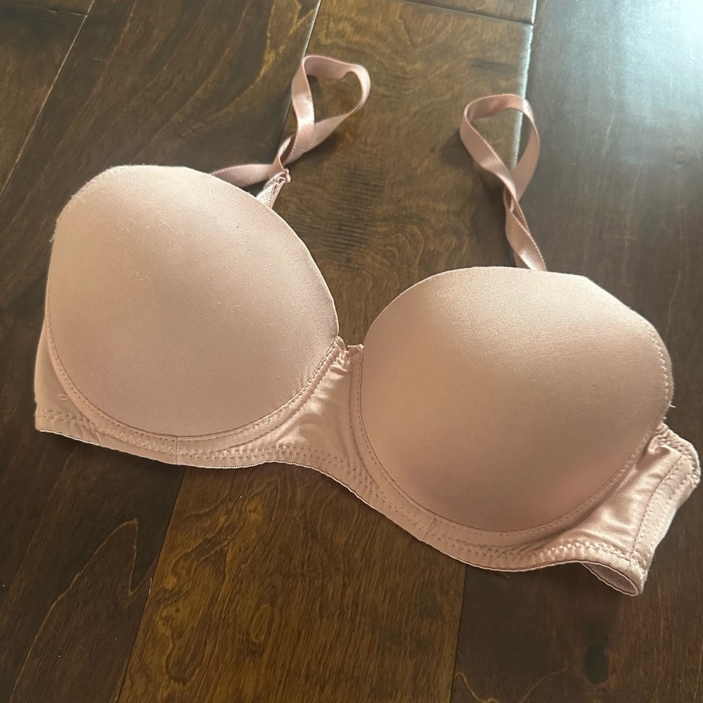 34B Nude Underwire Push-up Bra with strapless option